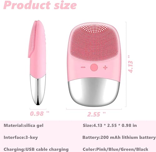Miniatura 8 de MEGAN Cepillo de limpieza facial, limpiador facial eléctrico de silicona recargable por USB, IPX7 resistente al agua, cepillo facial sónico 3 en 1