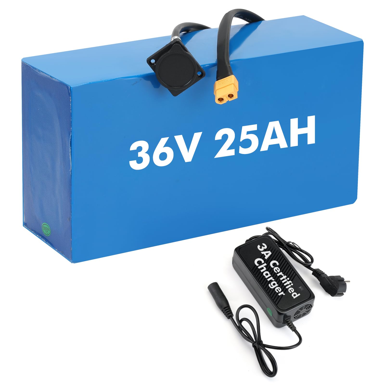 36V 25AH Batteria per Bicicletta Elettrica con Caricatore Rapido da 3A, Pacchetto Batteria PVC Impermeabile Agli Ioni di Litio ad AltaCapacità per Go-kart, Scooter, E-bike, Moto