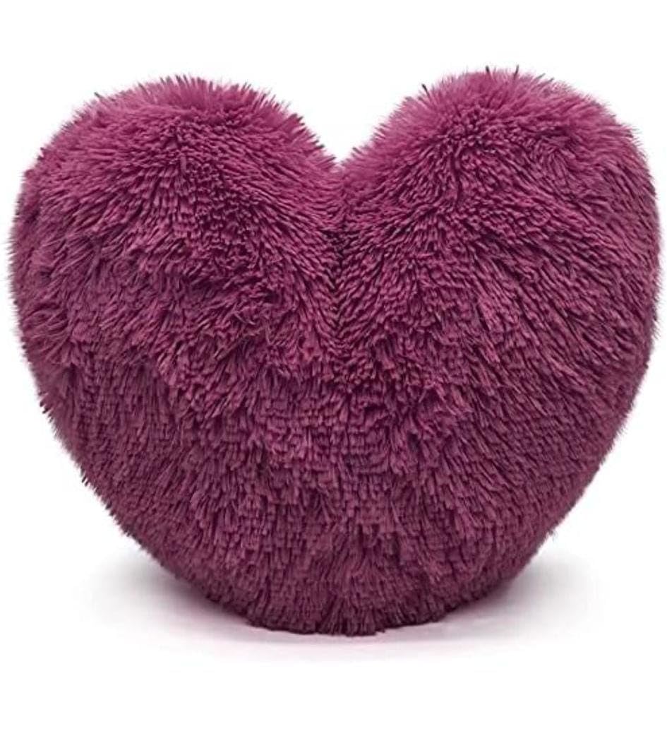 Bluemoon Bedding Plum Teddy Cuddles Heart Shape 3D Fleece Filled Cushion Soft Comfortable Warm & Cozy Home Decor Size 38Cm 100% Polyester Teddy Heart (Plum)