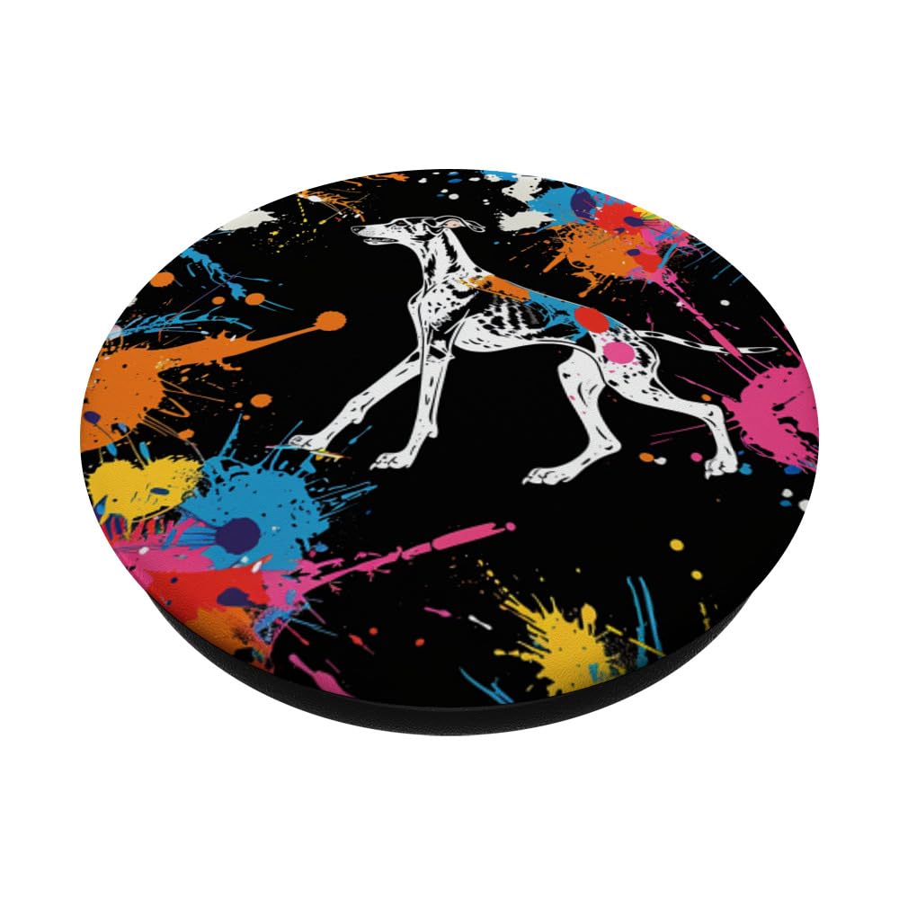 Abstract Color Splash Greyhound Dog Lover PopSockets Swappable PopGrip, Black - Image 2