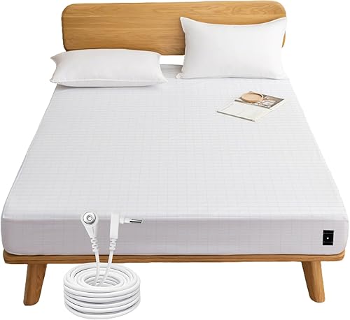 VAJOOCLL Sábanas bajeras de tierra tamaño King, sábanas de tierra de conductividad con cable de conexión a tierra de 15 pies, sábanas bajeras para