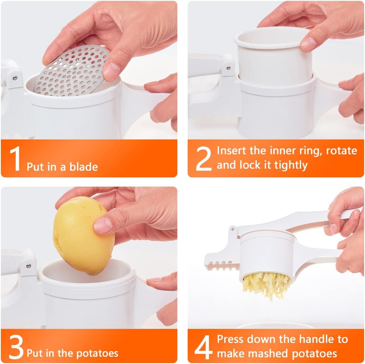 Step-by-step guide for assembling and using the potato ricer