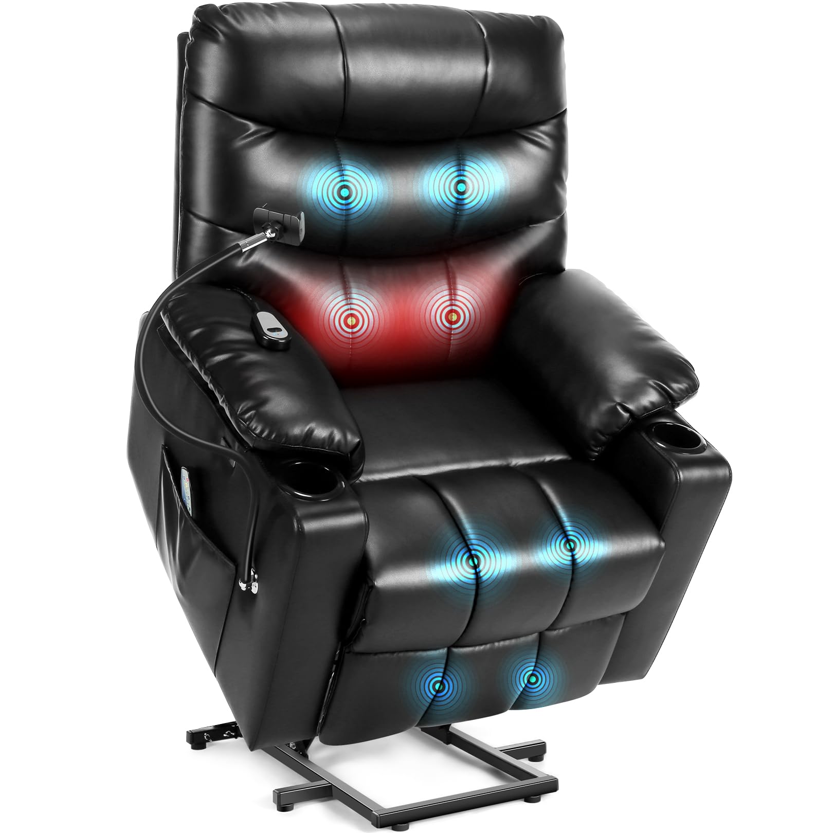 Homdox Power Lift Recliner Chair for Elderly with Heated Vibration Massage, Electric Lift Chair with Assist Function, Cup Holders, USB Ports, Remote Control Reclining Sofa for Living Room