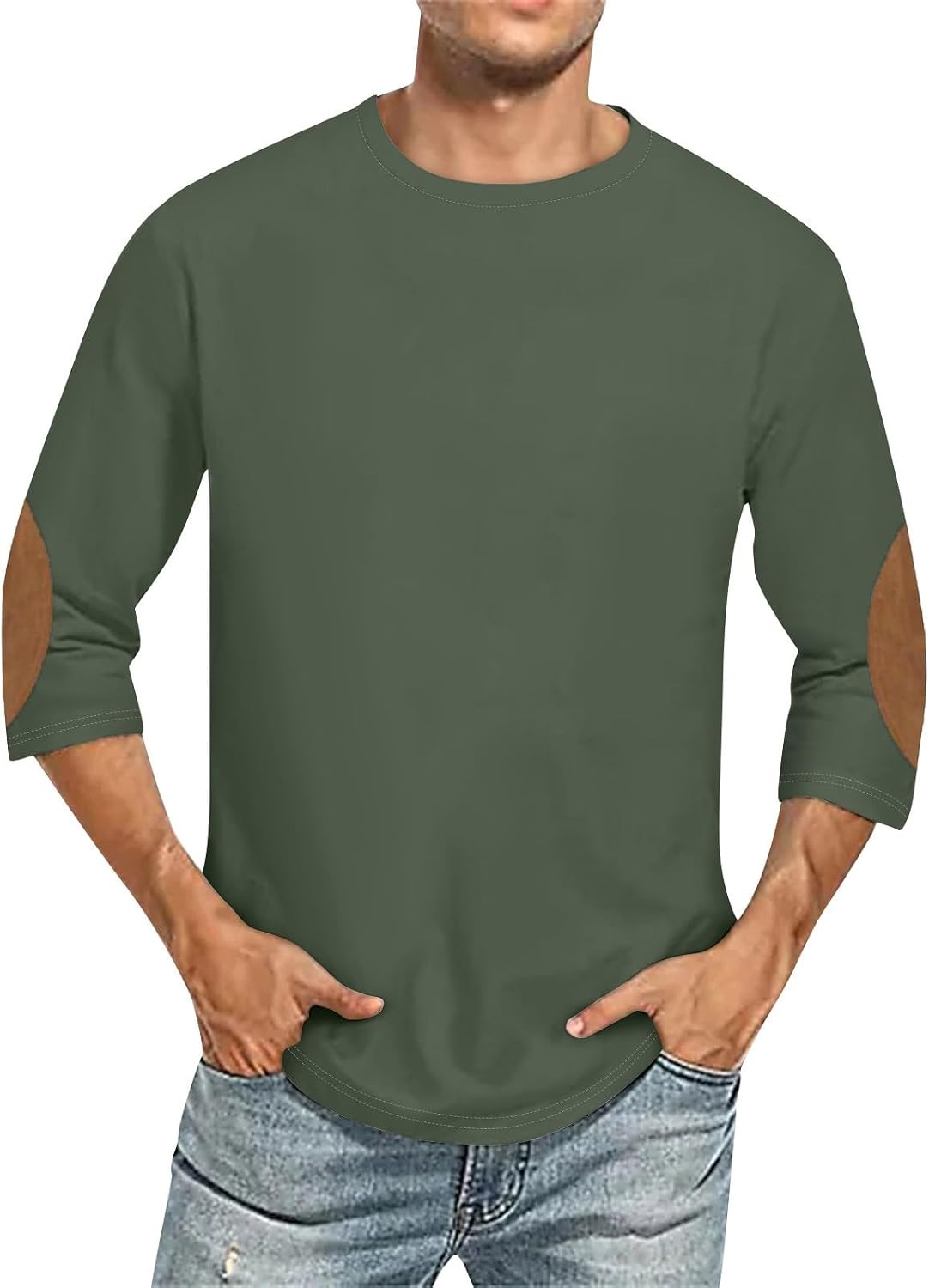 WENKOMG1 Men's 3/4 Sleeve Plain T-Shirt Baseball Jersey Sports Tee Tops, S-4XL
