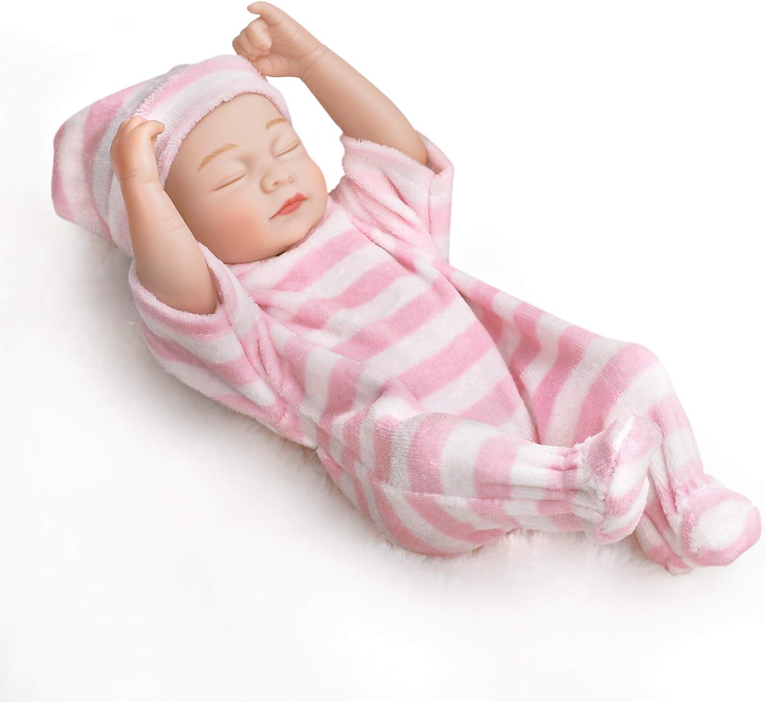TCBunny Reborn Newborn Baby Realike Doll Handmade Lifelike Silicone Vinyl Weighted Alive Doll for Toddler Gifts 10" (RBB-0127-00)