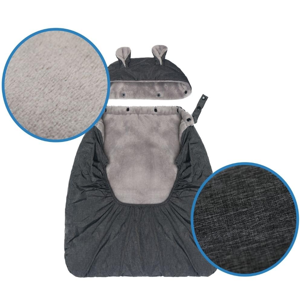 Fillikid Couverture de portage pour bébé - Protection coupe-vent et imperméable aux intempéries avec doublure en polaire, capuche et poche chauffe-mains - Ajustement universel