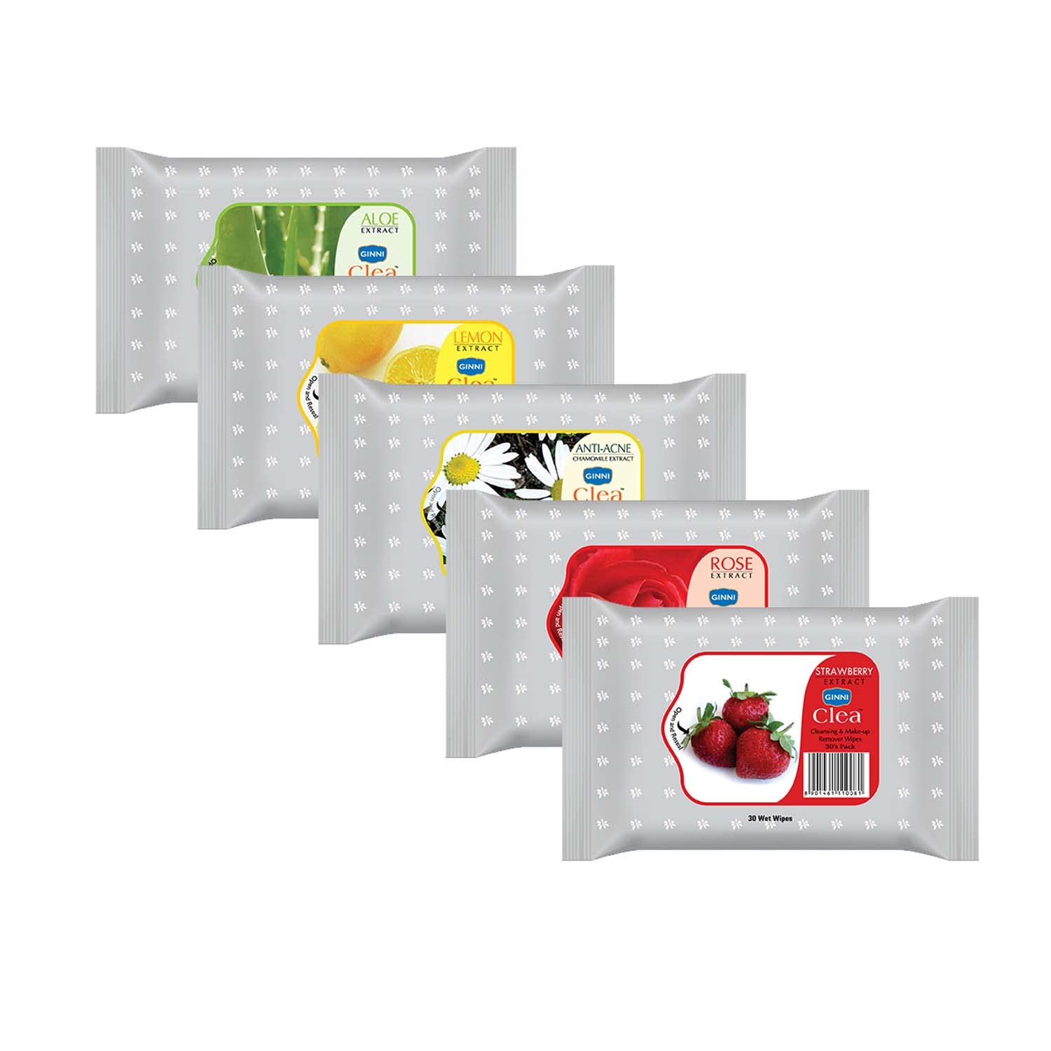 GINNI Clea Wet Wipes with Different Fragrance, Cleansing & Makeup Remover Wipes (Pack of 5)-image-10