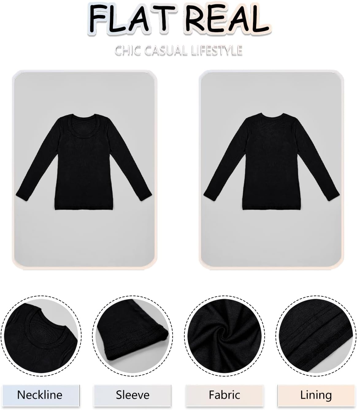 Basicspace Womens Scoop Neck Casual Ribbed T Shirt Long Sleeve Stretch Slim Fitted Basic Shirts - Image 5