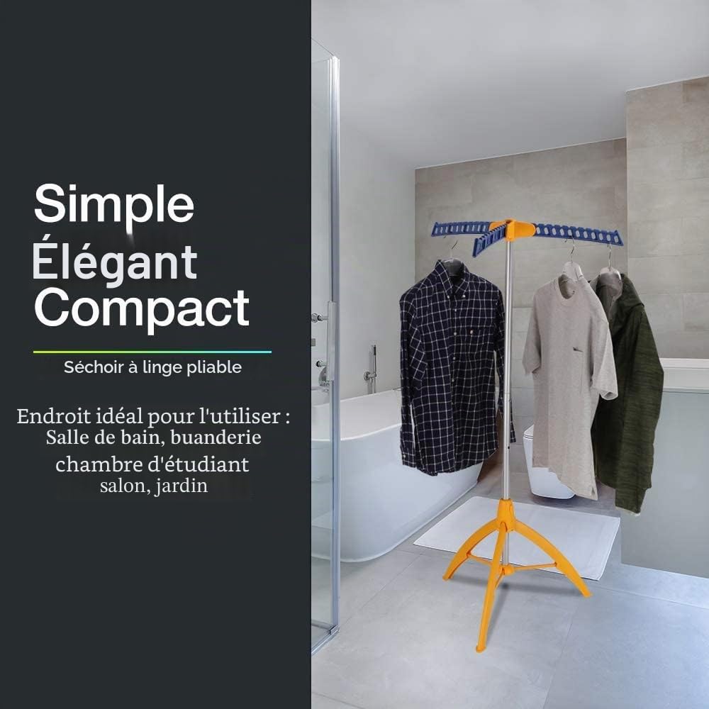 Séchoir à Linge Pliable - Portant à vêtements d'intérieur - Pliable - pour sécher Les vêtements - Orange et Bleu