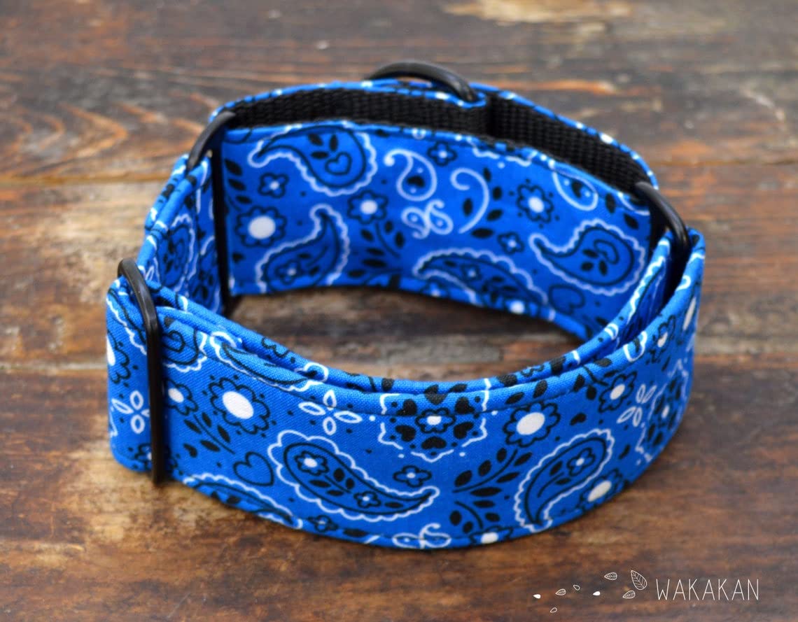 Collare per cani martingale: Blue Bandana, fatto a mano in Spagna da Wakakán