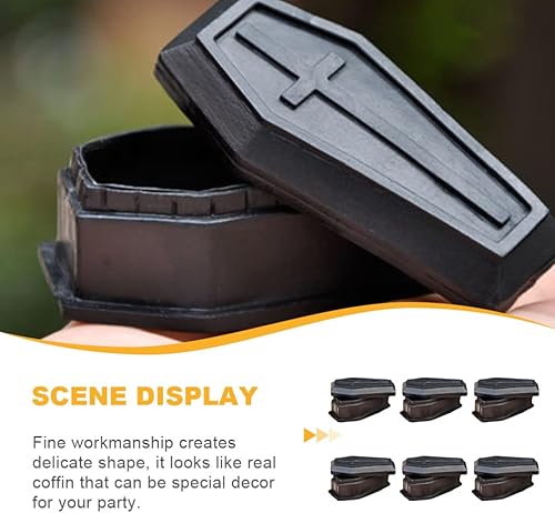 Miniatura 3 de Caja pequeña de ataúd de Halloween, 12 cajas de ataúd de plástico, cajas de ataúd en miniatura, cajas de dulces, ataúd de Halloween, decoración de