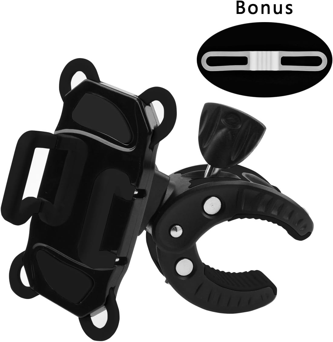 Bike Motorcycle Phone Holder Universal Full Rotation for iOS Android smartphone+Flashlight Holder Mount Silicone Strap
