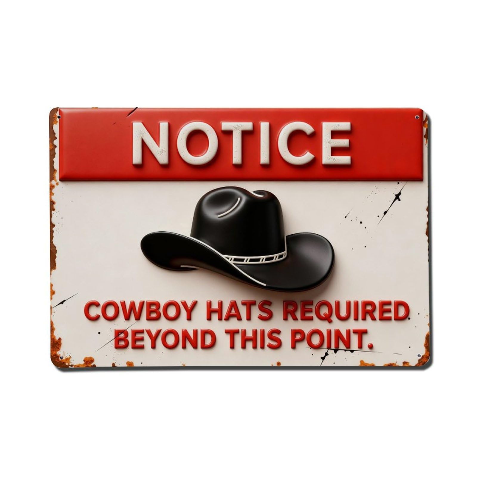 Notice Cowboy Hat Required Beyond Vintage Metal Tin Sign Retro Wall Decor, Bar Garage Cafe Kitchen Home Wall Art Poster Decoration 8x12inches