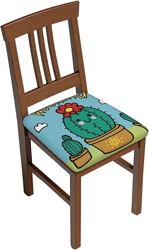 Juego de 2 fundas de cojín para sillas de comedor con diseño de cactus, extraíbles y lavables, reutilizables, para sillas de comedor, juego de 2