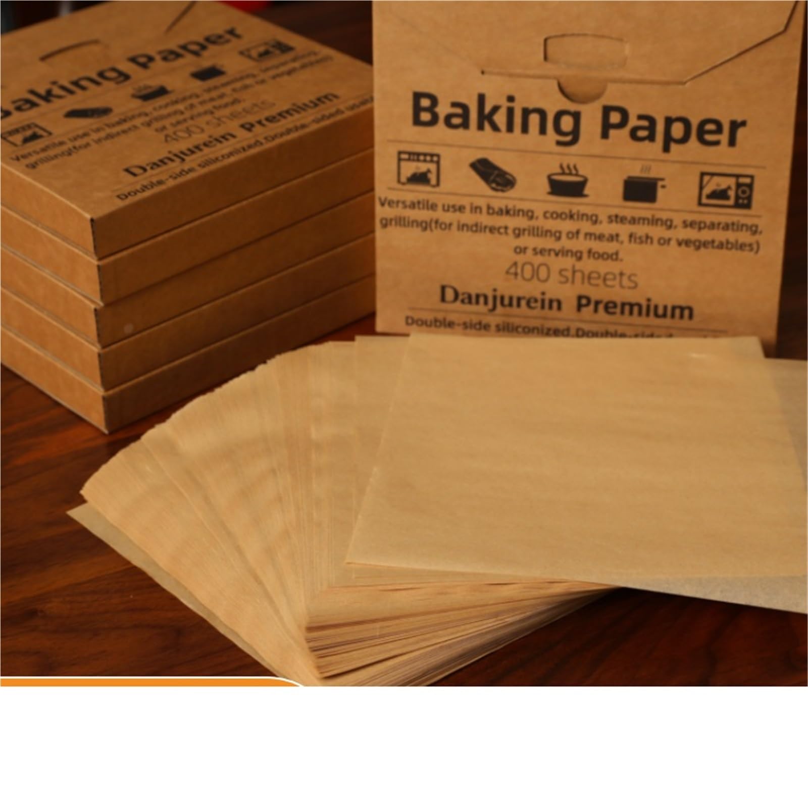 Papel de horno Papel de horno pergamino precortado antiadherente cuadrado for asar a la parrilla, envasado alimentos, freidora aire, galletas al vapor(Brown 9x13in 100pcs)