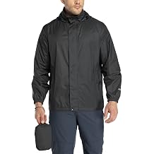 Packable Rain Jacket Men's Lightweight Waterproof Rain Shell Jacket Raincoat with Hood for Golf Cycling Windbreaker