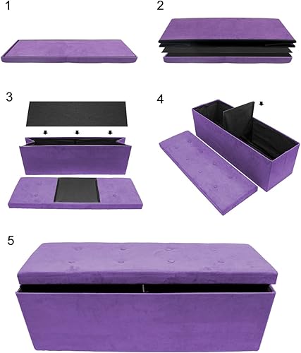 Miniatura 7 de Sorbus – Banco otomano plegable, De Almacenamiento Con Tapa – perfecto para juguetes y zapatos, Otomano, asiento, reposapiés, color contemporáneo,