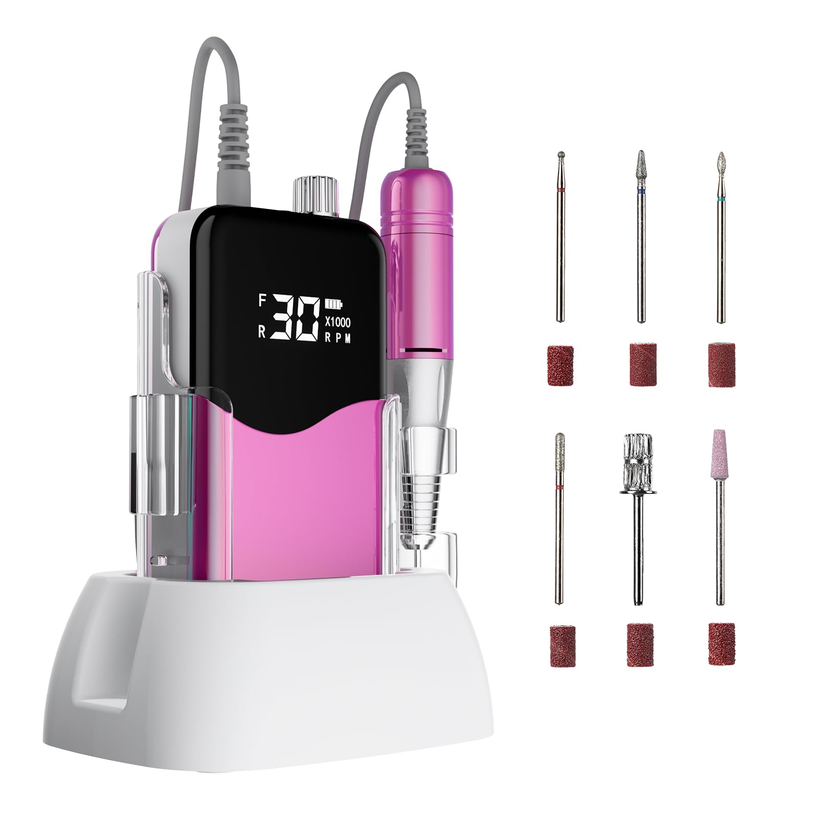 CIVPOWER Perceuse à ongles professionnelle : lime à ongles électrique 35 000 tr/min, portable, rechargeable, affichage LED, kit d'outils pour manucure, pédicure, salon de manucure, bricolage à