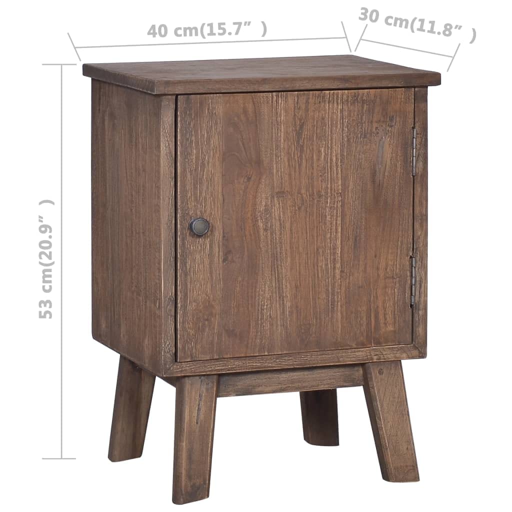 Mesita de noche de madera maciza de teca, 40 x 30 x 53 cm, estilo colonial, mesa auxiliar con puerta, ideal para dormitorio y salón, consola de noche robusta, elegante estante para mesitas de