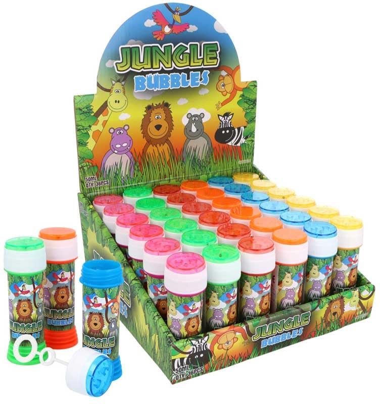 Summer Fun - 36 x 50ml Jungle Bubble Tubs with Puzzle Maze Tops- Beach Sandpit