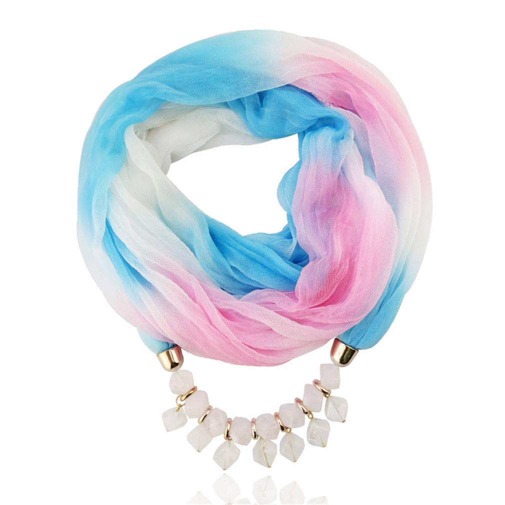 Ulalaza Women's Style-14 Scarf Bead Pendant Scarf Charm Ethnic Style Infinity Scarves Scarf Necklace