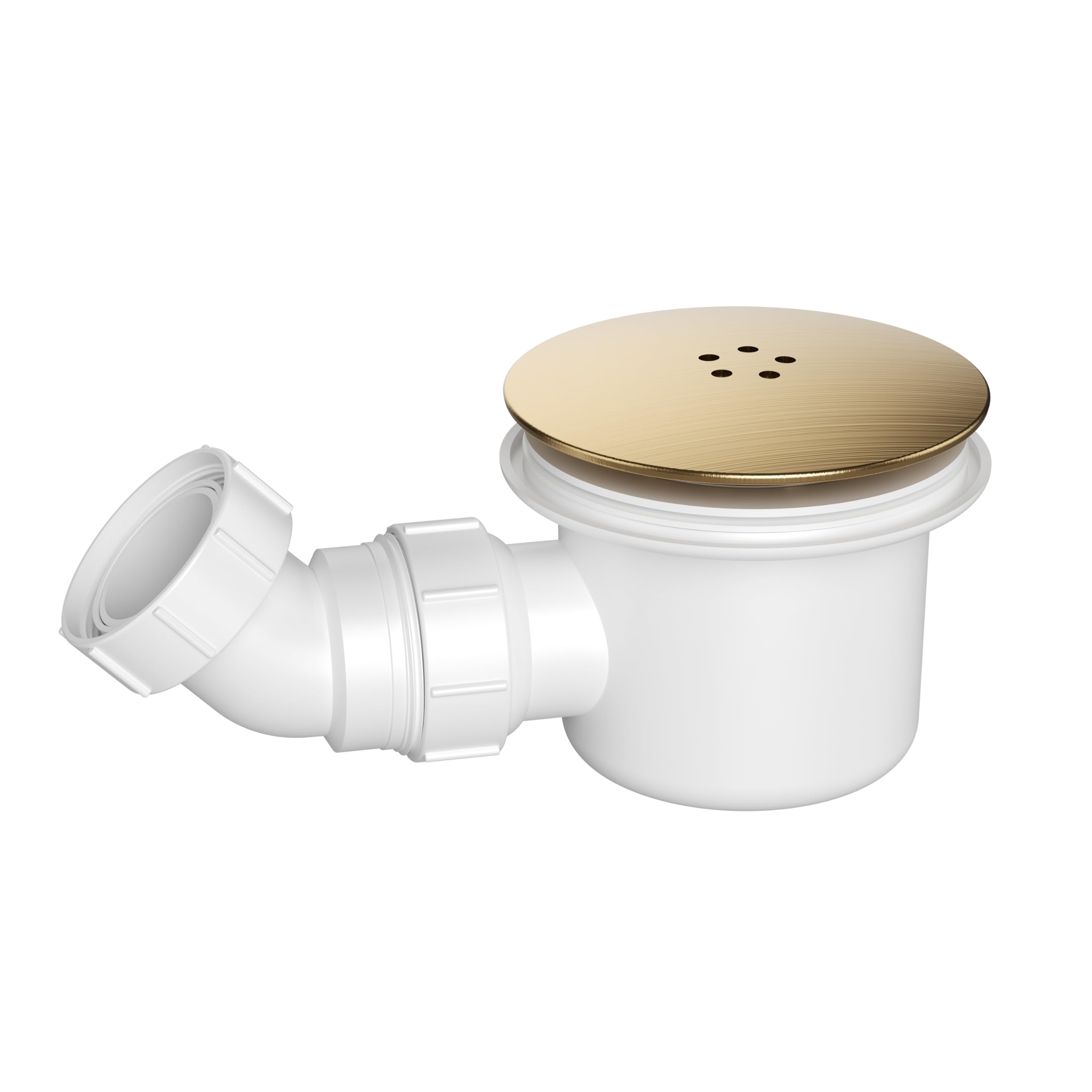 Brushed Brass Shower Trap 90mm – Easy Clean Shower Waste Trap for Enclosure Trays – Replacement 90mm Shower Drain Cover with 1½" Outlet – Shower Tray Waste Trap