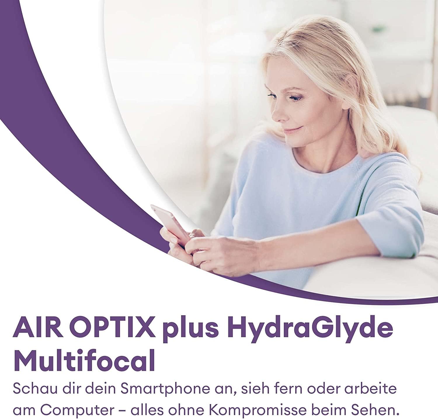 Air Optix plus HydraGlyde Multifocal Monatslinsen weich | 3 Stück | BC 8.6 mm | DIA 14.2 mm | ADD MED | -03.75 Dioptrien