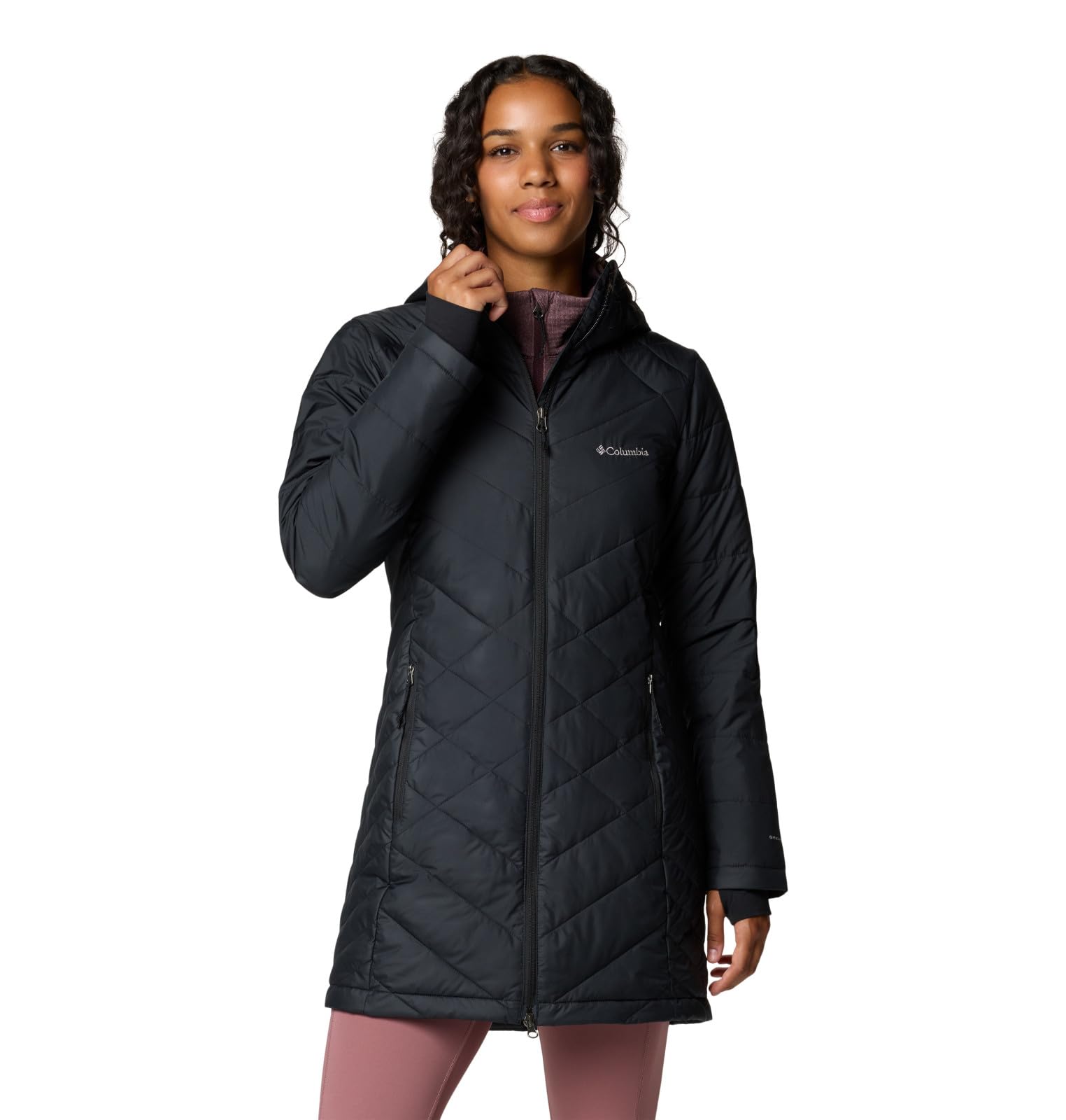 Columbia Damen Lange Steppjacke mit Kapuze, Heavenly