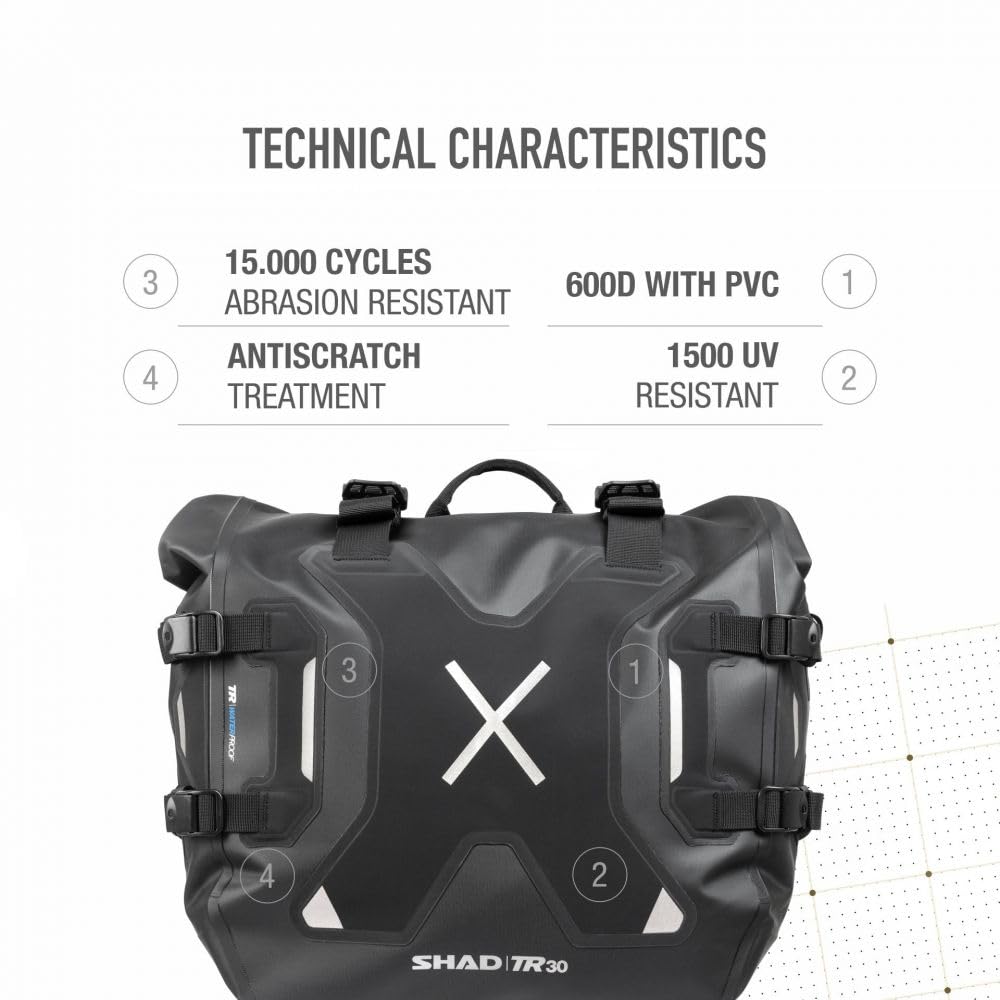 Generico SHAD BORSE LATERALI MOTO IMPERMEABILI TERRA TR30 TR 30 sui fissaggi 4P e 3P