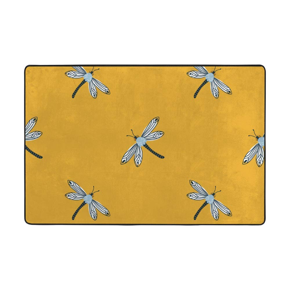 Tapis de sol en velours corail grand confort avec motif libellule élégant