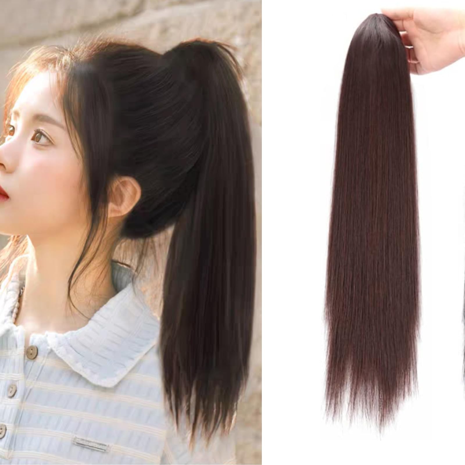 ダークブラウン ウィッグ クリップ式