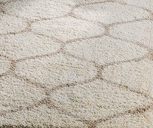 Image of Plush Shag Area Rug for Living Room, 244 cm x 305 cm, Brown (Ivory MANDIR, 5X5 FEET)