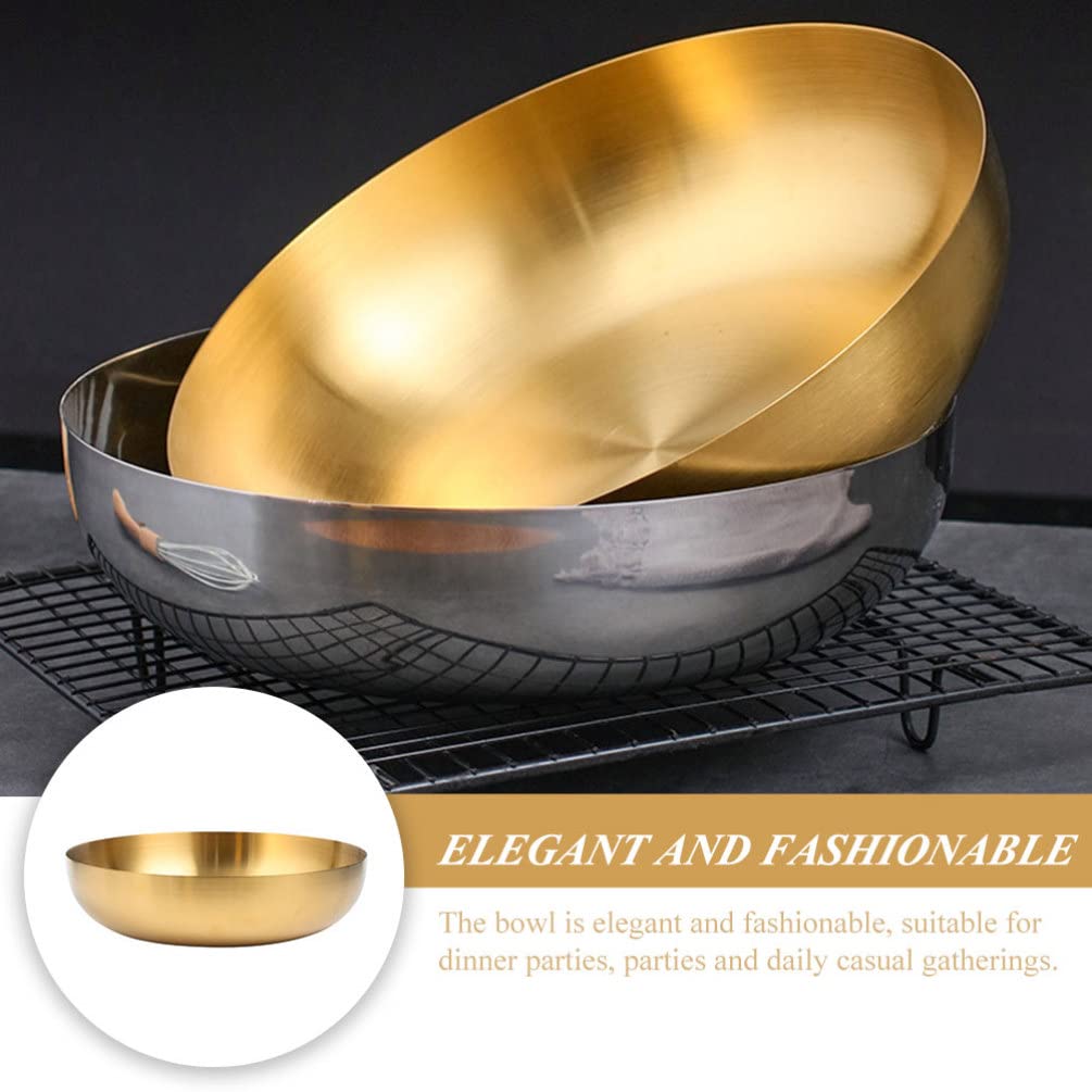 Hemoton Bol mélangeur en acier inoxydable de 23,9 cm - Bol à nouilles japonais en métal doré - Bol de service à salade pour fruits Udon Soba Pho nouilles asiatiques