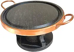 Kit Fondue Grelha De Carne 22 cm Pedra Sabão Com Fogareiro