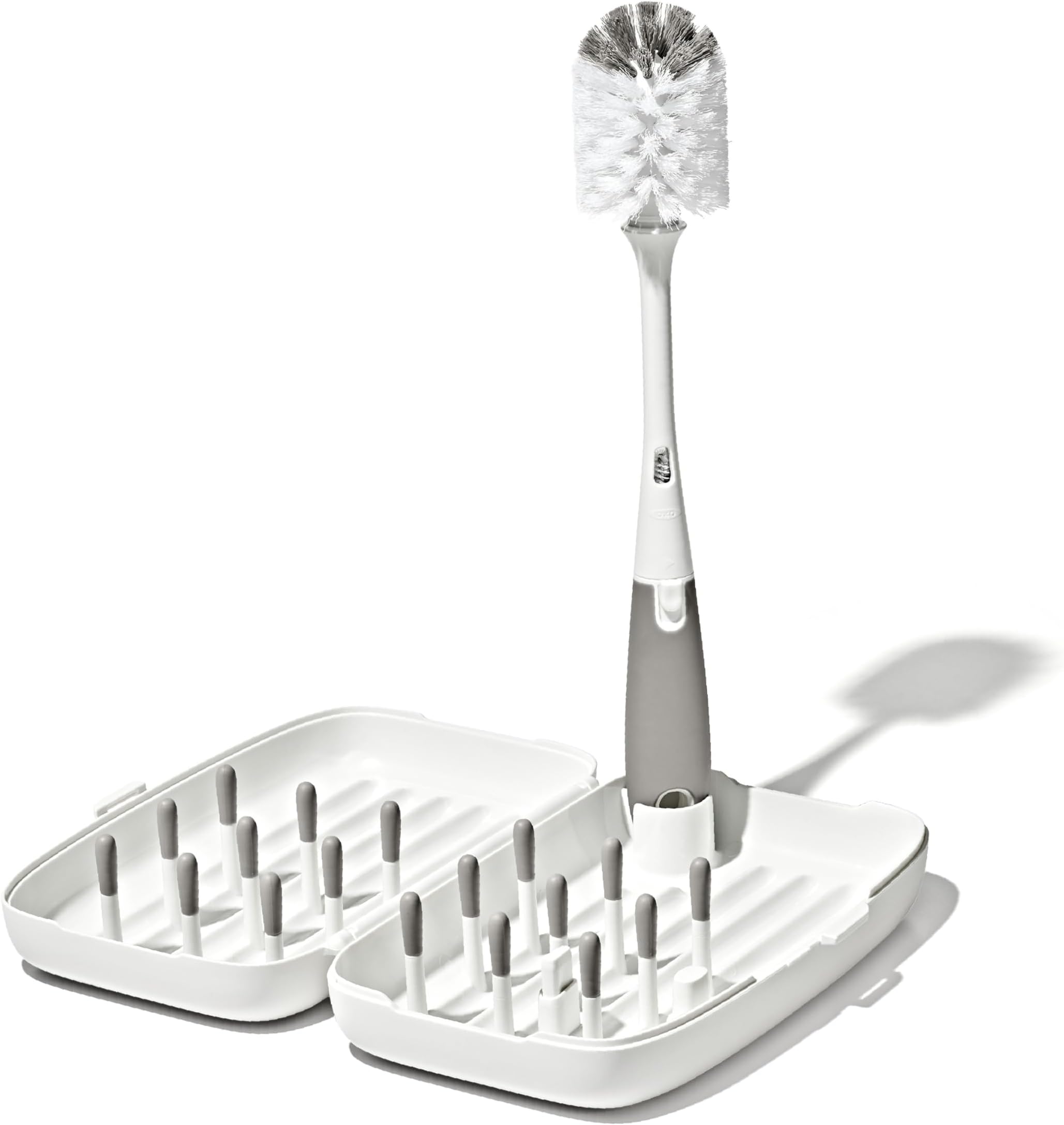 Tot Travel Size Drying Rack with Bottle Brush- Gray