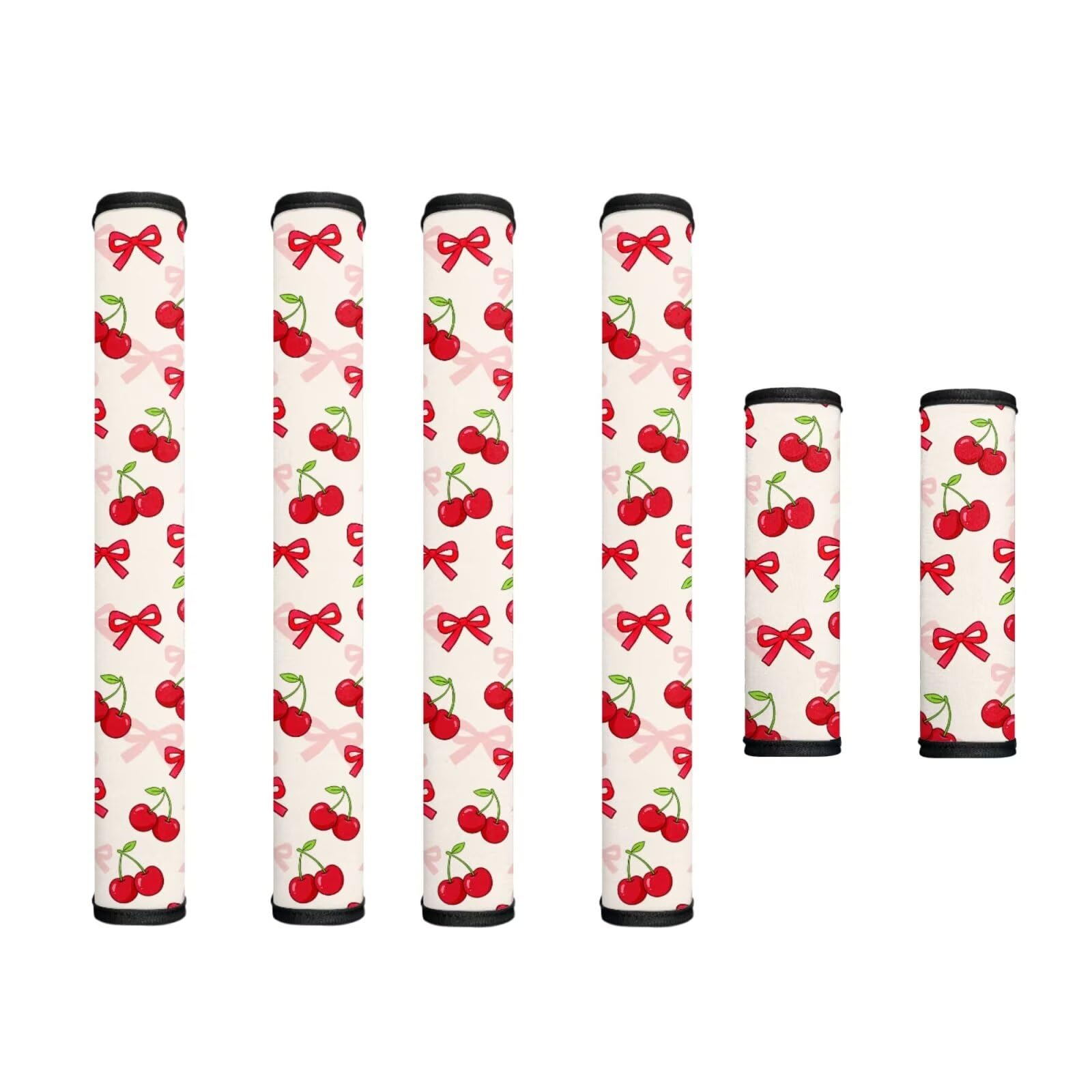 Refrigerator Door Handle Covers Set of 6 Kitchen Electrical Appliances Handle Protector Anti-Slip Fridge Microwave Oven Decor Home Accessories, Cherry Bow Print Beige