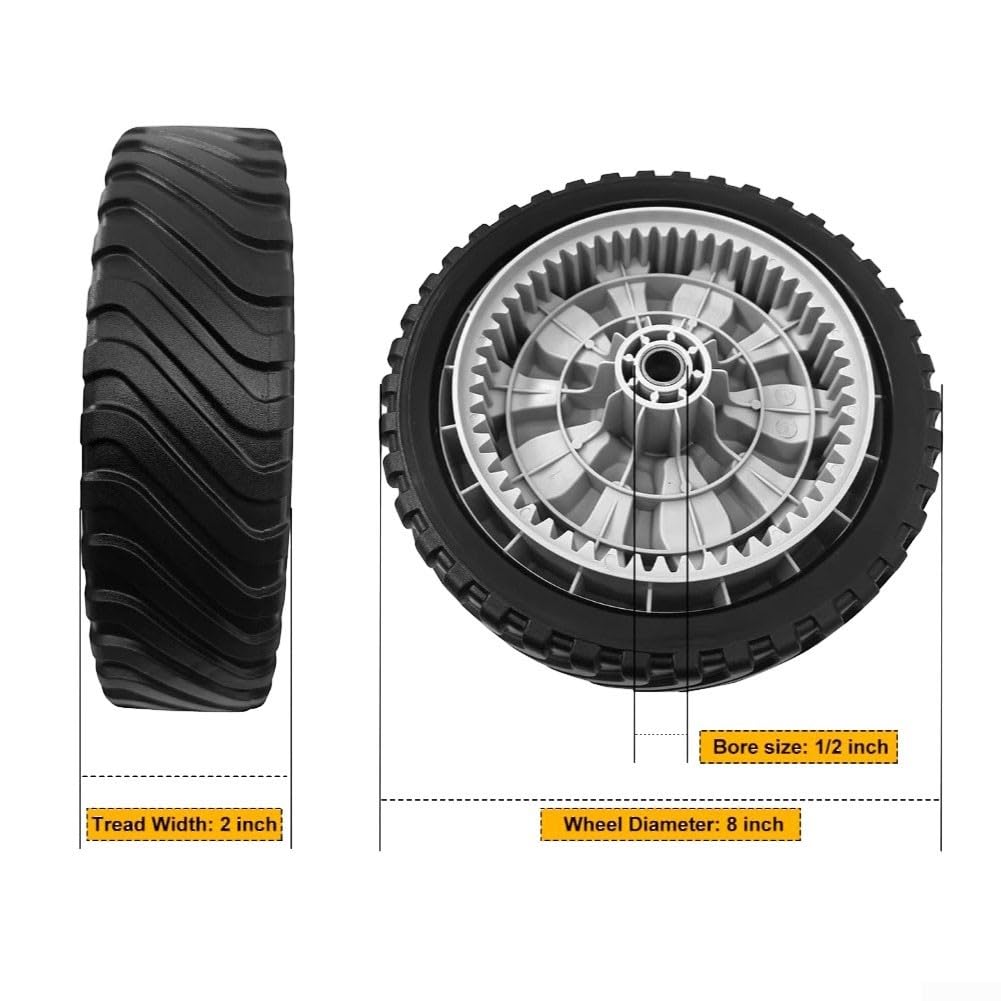 Rueda de cortacésped de 8 pulgadas 634-05281A compatible con troy-bilt TB290ES TB280ES - Neumático de transmisión para cortacéspedes de tractor de jardín (2 piezas)