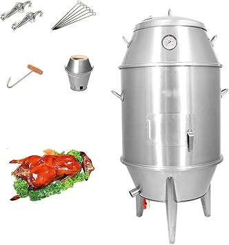 Charcoal Duck Roaster, 2 Tier Commercial Stainless Steel Roast Duck Oven, with Hook & Furnace, Barbecu Grill Beijing Duck Roasting Machine for Duck, Chicken, Turkey, Meat