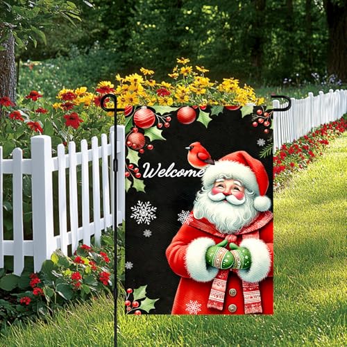 Image of BlissYard Christmas Santa Claus Garden Flag 12x18 Inch Polyester