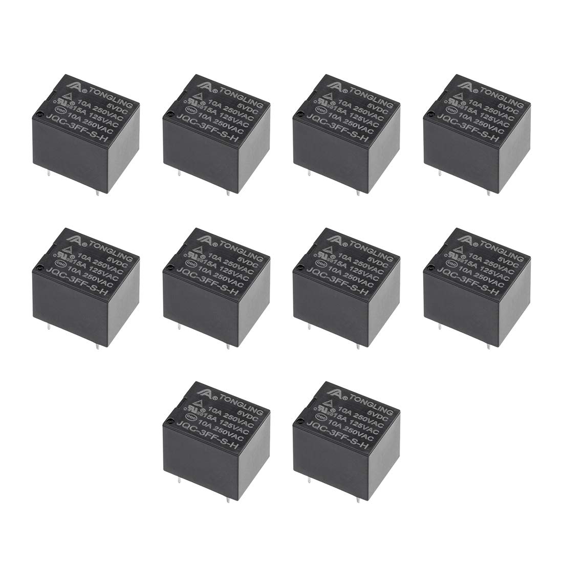 uxcell 10 Pcs JQC-3FF-S-H DC 5V Coil SPST 4 Pin PCB Electromagnetic Power Relay
