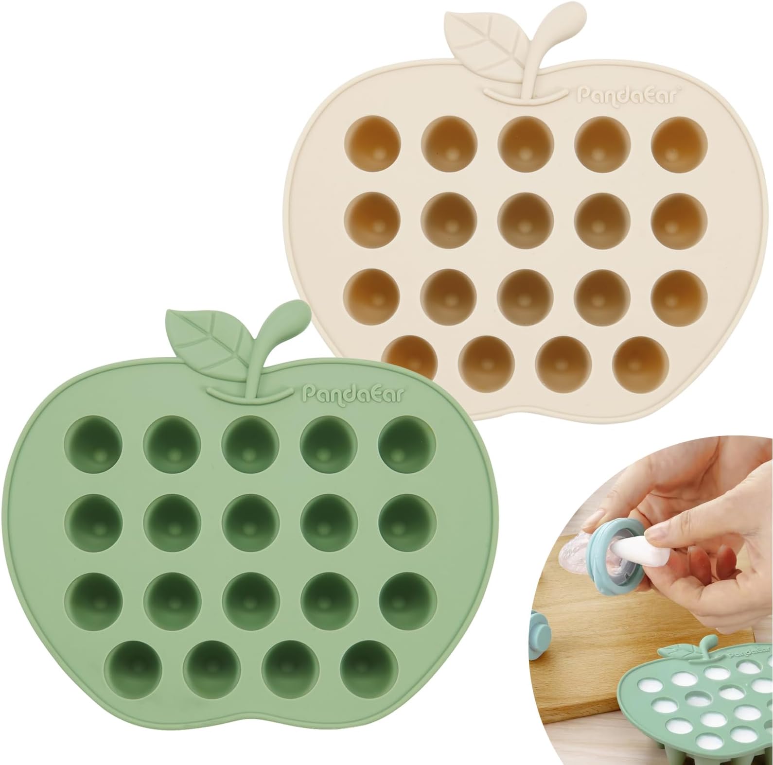 PandaEar Baby Food Freezer Trays - 2 Pack Silicone Breastmilk Popsicle Molds With Lids