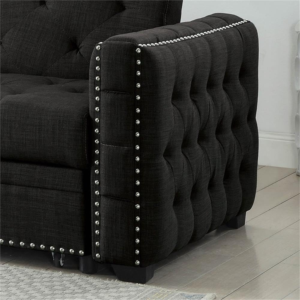 Furniture of America Foleyet Fabric Button Tufted Futon Sofa in Gray