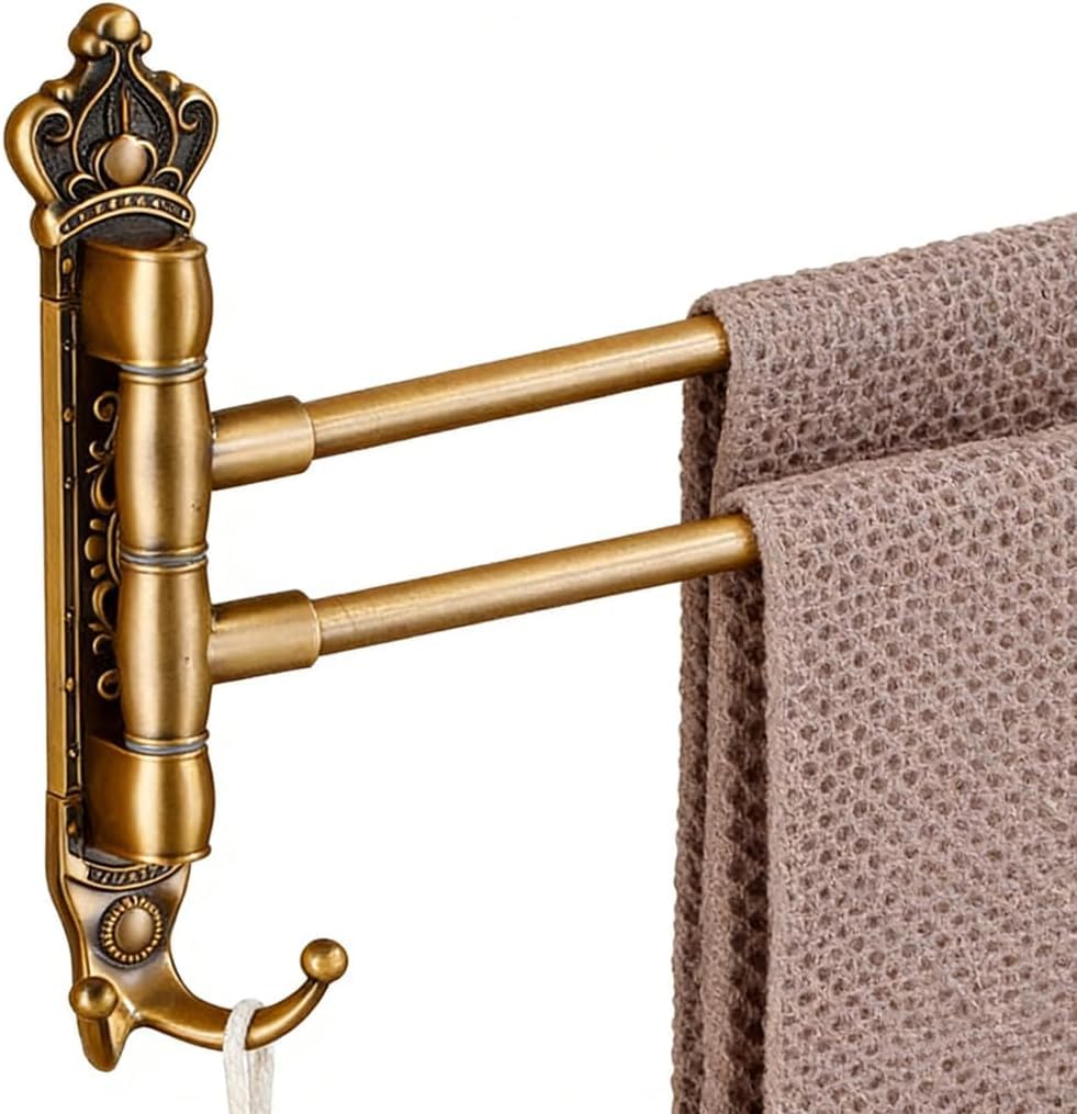 Vintage Swing Out Towel Bar Rack - 4 Arm Folding Swivel Hanger for Bathroom and Kitchen Storage Organizer(2bar)