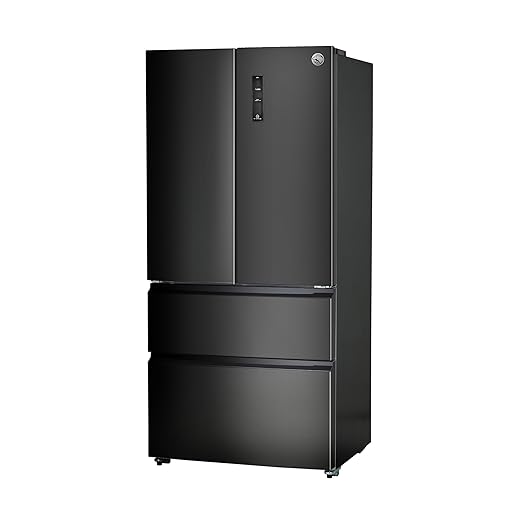 Commercial Cool 18.9 Cu. Ft. French Door Refrigerator, 33 Inch Wide Refrigerator with 2 Bottom Mount Freezer Drawers, Frost Free, LED Lighting, Digital Temperature Control, CCRF1890KB, Black