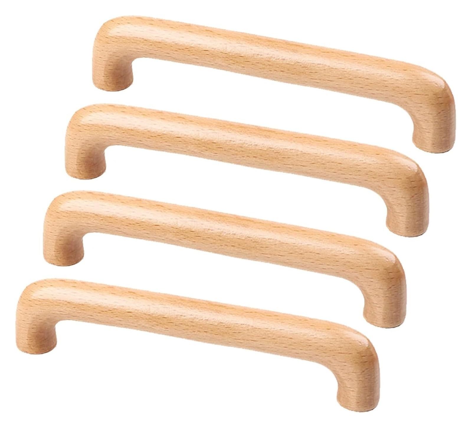 Mbhhu One Color Hidden Drawer Pulls， 4 Pcs Wooden Handles Beech Wood Bow Handles Cupboard Wooden Handle Wood Kitchen Pulls Handles Wooden Door Drawer Knobs,For Dresser Drawer Wardrobe Wood(Hole Spacing 96Mm)