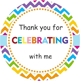 joycraft 60PCS Personalised Thank You Stickers, 5cm Waterproof Thank You for Celebrating with me Stickers, Wave Thank You Favors Stickers/Labels for Birthday Party Bags, Baby Shower Party Favors