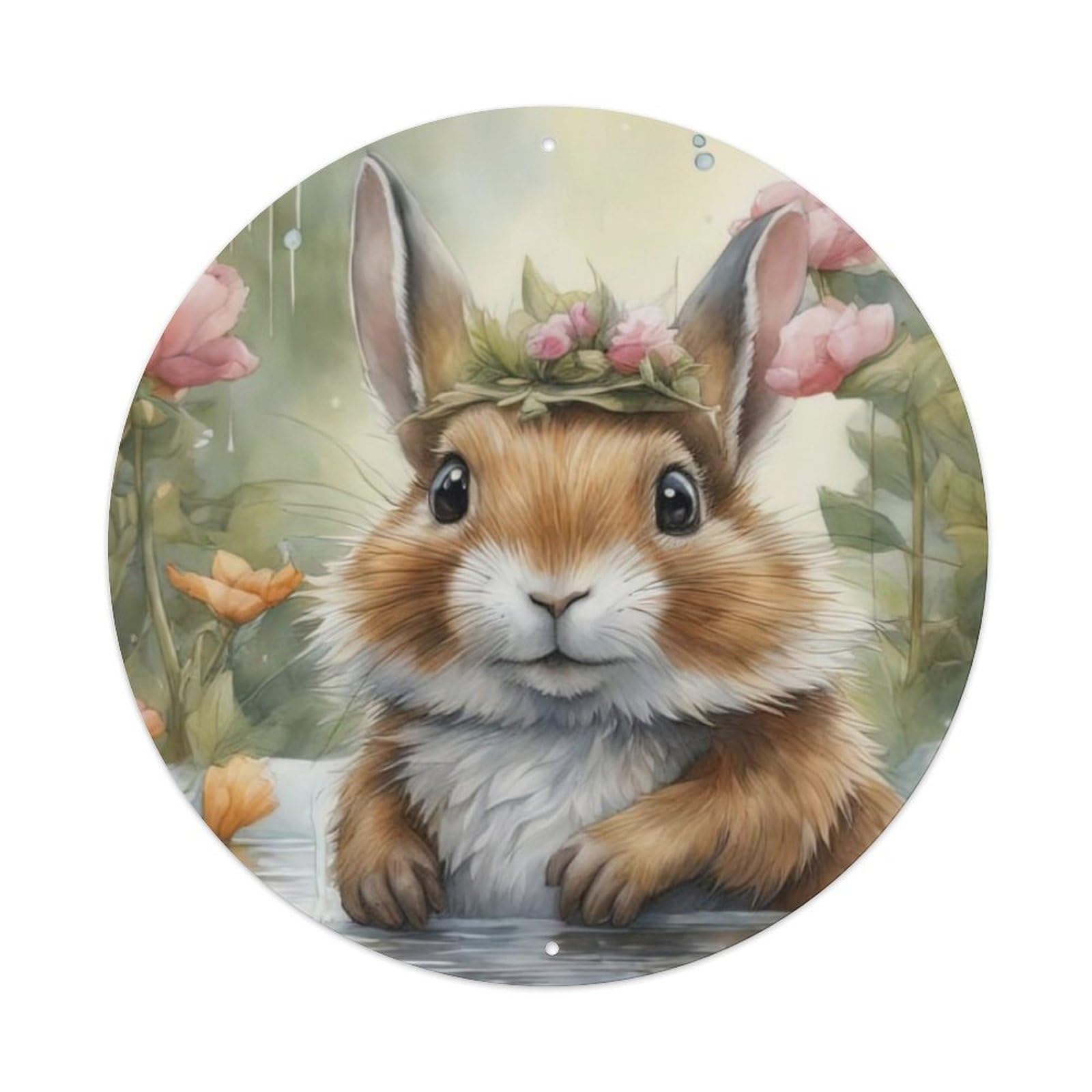 Animal Artwork Bathing Rabbit Vintage Metal Tin Sign Plaque Wall Decor for Cafe, Club Bar, Office, Garden Metal Poster 8x8Inch