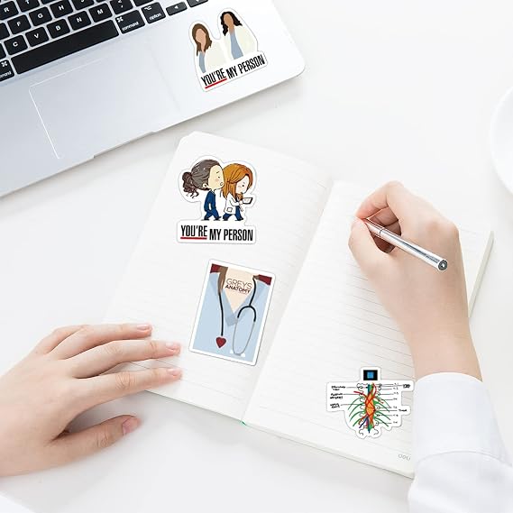 ALLY-MAGIC Grey's Anatomy Stickers, 50 Pcs V Show Creative DIY Stickers Waterproof Vinyl Decal Stickers for School Bag Pencil Case Waterbottle Phone Computer Cars Bicycles Y4-SXYSTZ(Doctor)