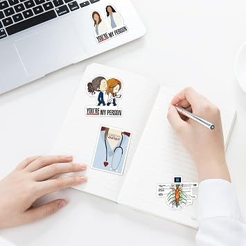 ALLY-MAGIC Grey's Anatomy Stickers, 50 Pcs V Show Creative DIY Stickers Waterproof Vinyl Decal Stickers for School Bag Pencil Case Waterbottle Phone Computer Cars Bicycles Y4-SXYSTZ(Doctor)