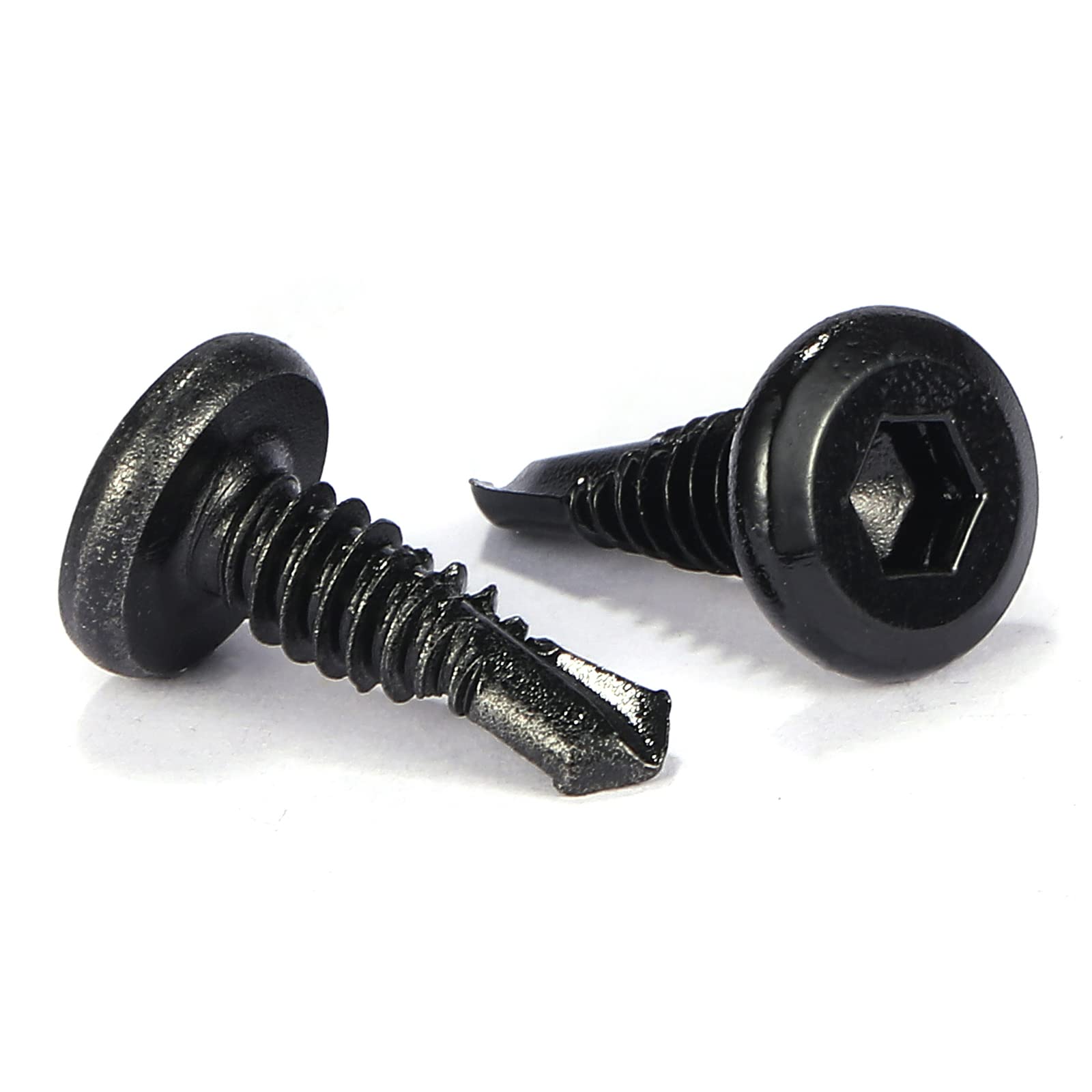 SG TZH #12 x 5/8" Sheet Metal Screws - 100Pcs 410 Stainless Steel Flat Head Socket Cap, Tek Self Tapping Screws - Allen Socket Drive, Black Oxide